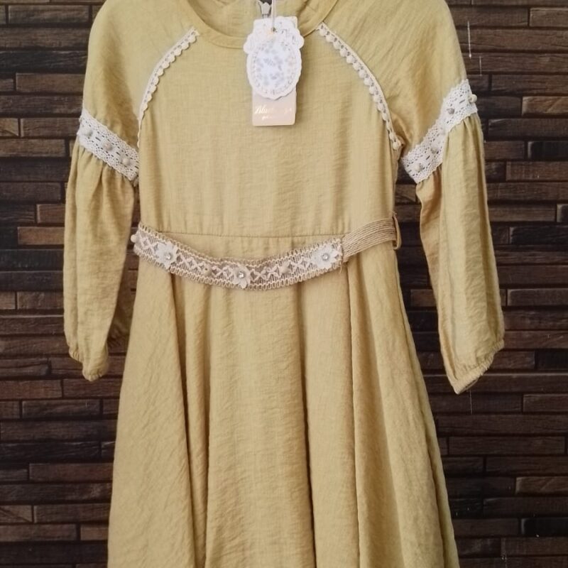 Mustard dress with a touch of lace